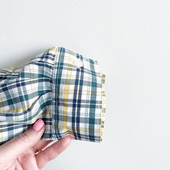 Eddie Bauer Mens Shirt Mercerized Cotton Classic Fit Long Sleeve Plaid Green Med - Picture 4 of 8